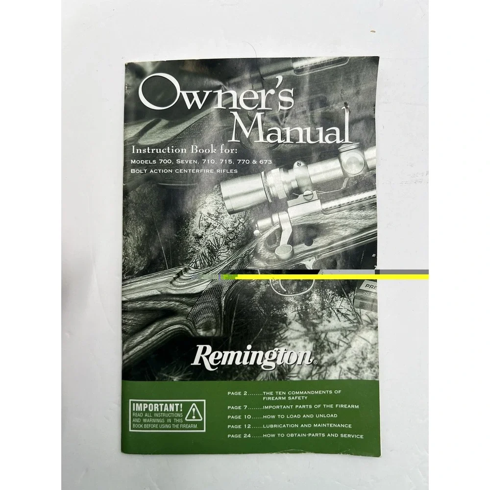 Vintage Remington 700 710 715 770 673 & Ruger 10/22 Rifle Owner Manuals Lot